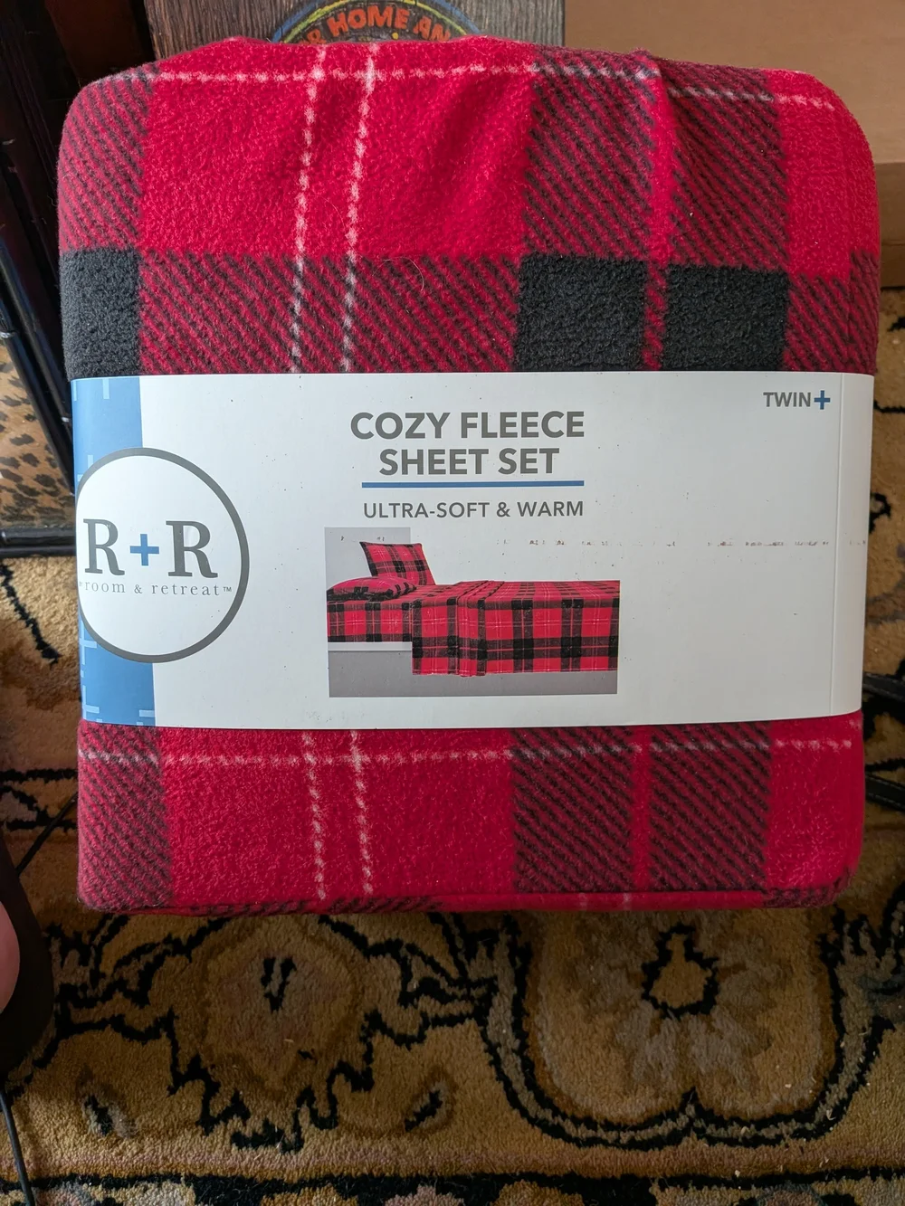 R+R Cozy Fleece Sheet Set - Red & Black Plaid (Twin)